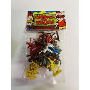 VINTAGE 1975 ARCO COWBOYS & INDIANS HAND PAINTED PLASTIC FIGURES 20 PCS NEW